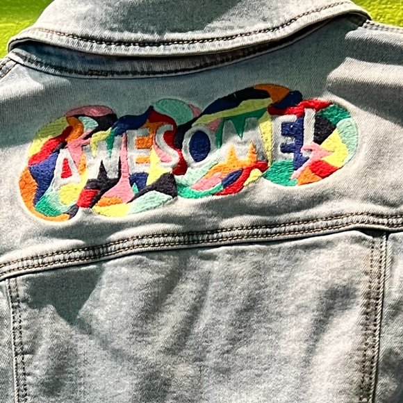 Blue Denim Cat & Jack  Embroidered Jacket, 10-12 - Picture 3 of 3